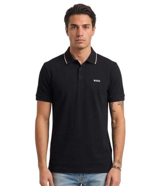 HUGO BOSS Black Shirt Collar Polos