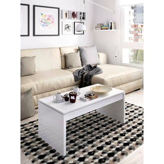 Dmora Dmora - Mesita Cuar, Revistero De Sal&oacute;n Con Compartimento, Mesita Baja, 102x50h43 Cm, Blanco