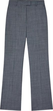 Ganni Wool Melange Suiting Straight Pants - Dames - Straight fit broeken - Grijs - S - Wol - Broeken