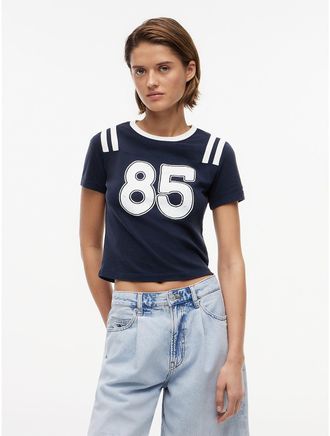 Tommy Hilfiger Womens Tommy Jeans 85 Varsity T-Shirt - Navy - XL