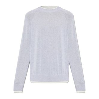 Eleventy Round-neck Knitwear, male, Gray, Size: 2XL Cotton Crew Neck Sweater