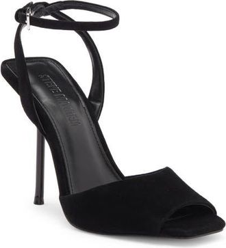 Steve Madden Lilac Ankle Strap Sandal in Black Suede at Nordstrom, Size 6