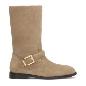 Kazar Schoenen, Dames, Beige, 41 EU, Suède, Suède laarzen met brede slip-on bovenkant