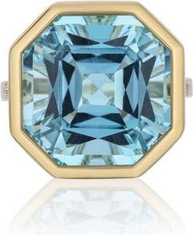 Goshwara Gossip Octagon Cut Stone & Pav&eacute; Diamond Ring in Pale Blue at Nordstrom, Size 7