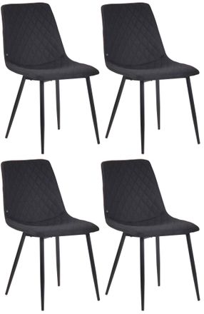 Clp Clp - Juego De 4 Sillas De Comedor Telde Tapizadas En Tela Negro