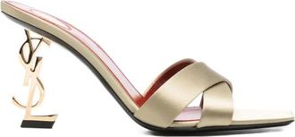 Saint Laurent Heeled Mules, female, Brown, Size: 6 US Opyum Satin Sandal