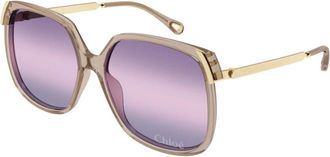 Chlo&eacute; Oversized vierkante zonnebril - unisex - Zonnebrillen - Beige - 60 MM - Accessoires