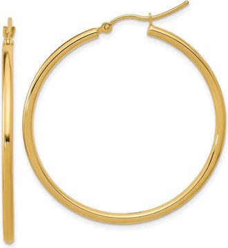 Diamond2Deal 10K Yellow Gold Round Hinged Hoop Earrings