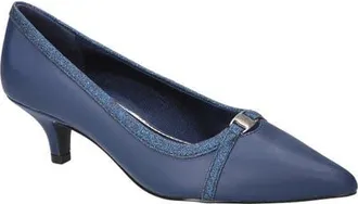 Easy Street Zayn Kitten Heel Pump in Navy Satin at Nordstrom, Size 6.5