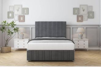 Comfort Beds Lorenzo Coniston Divan Set 4 Drawers-26 Headboard-Footboard in Dark Grey | Size: Super King