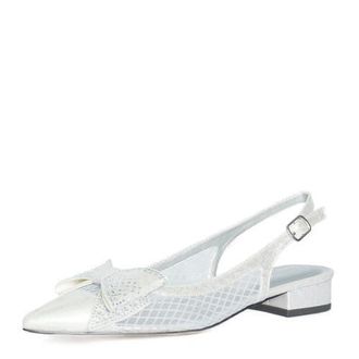 Lauren Lorraine Bow Slip-Ons in Silver at Nordstrom, Size 6.5