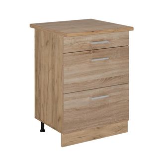 Vicco Mueble Bajo De Cocina R-line, Sonoma, 60 Cm Con Cajones, Et Roble
