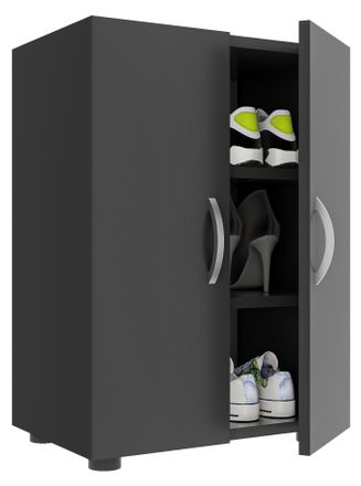 ebuy24 Ebuy24 - Gabinete De Zapato De Madera Vcm Dimensiones: Al. 74 X An. 49 X P. 30 Cm Armario Multiusos 3 Compartimentos 2 Puertas Rotativas - Ulas (antra