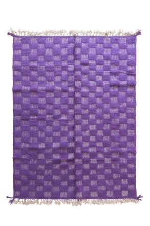 AFK Living Alfombra moderna bereber marroqu&iacute; de lana morada 207 x 281 cm