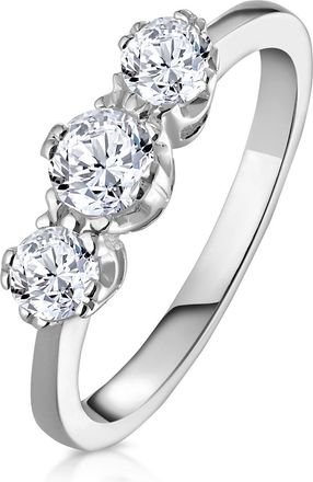 The Diamond Store Emily 18K White Gold 3 Stone Diamond Ring 0.75CT G/VS