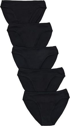 Pact Everyday Classic Fit Bikini 5-Pack Womens Underwear Black 1 : MD, Cotton/Elastane