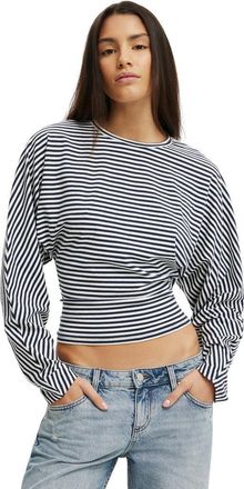 Cotton On Womens Blair Batwing Long Sleeve in Madi Stripe Shadow Navy at Nordstrom, Size Xx-Small
