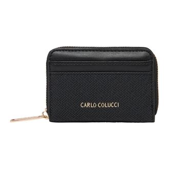 Carlo Colucci Kleine Portemonnee met Raffia-look - Dames - Portefeuilles - Zwart - ONE Size - Accessoires
