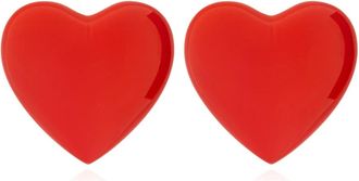 Moschino Oorclips met Hartmotief - Dames - Oorbellen - Rood - ONE Size - Accessoires