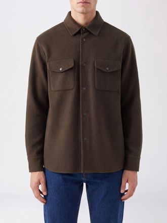 Aspesi Pure Wool Overshirt with Patch Pockets and Classic Collar