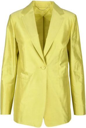 Max Mara Silk Veranda Double-Breasted Jacket - female - Max Mara Studio - Blazers - Green - M - Jackets