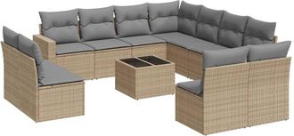 vidaXL Set De Sof&aacute;s De Jard&iacute;n 12 Pzas Y Cojines Rat&aacute;n Sint&eacute;tico Marr&oacute;n Vidaxl