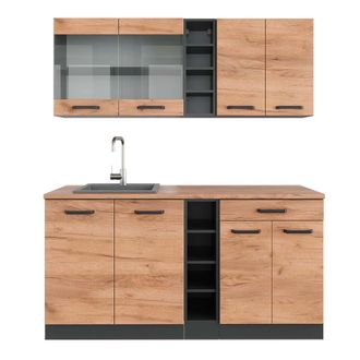 Vicco Cocina Vers&aacute;til R-line, Oro Power Roble/antracita, 160 Cm, Et Roble