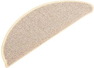 vidaXL Stair Mats 15 pcs 65x21x4 cm White and Brown Half Round Large vidaXL