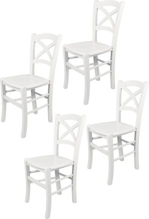 Tommychairs Tommychairs 4 Sillas Cross En Haya Lacado Blanco