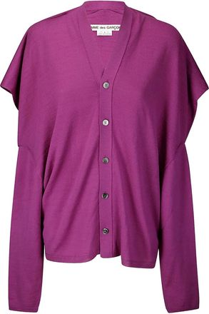 Comme Des Gar&ccedil;ons draped-trim cardigan - women - Fabric - S - Purple