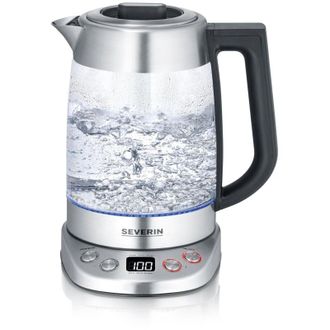 Severin Tetera Y Hervidor De Vidrio Deluxe Con Capacidad: 1,7 Litros De Agua, 1,5 Litros De T&eacute;, 3000 W Acero Inoxidable/vidrio Wk 3480 - Severin