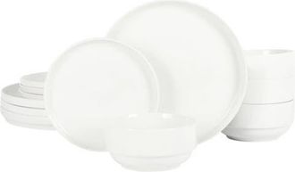 Gibson Home Snowscape 12 Piece fine Ceramic Stackable Dinnerware Set in White at Nordstrom