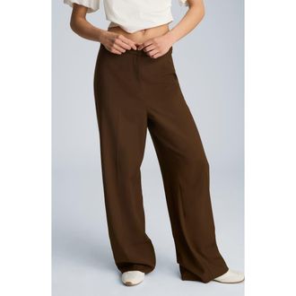 Kenneth Cole Side Stripe Wide Leg Pants in Brunette/Pure White at Nordstrom, Size 14