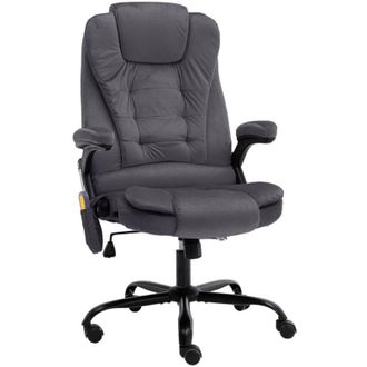 vidaXL Silla De Oficina De Masaje Terciopelo Gris Oscuro