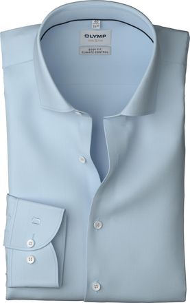 Olymp Businesshemd OLYMP Level Five body fit, Herren, Gr. 37, N-Gr, blau (bleu), Web, Obermaterial: 64% Baumwolle, 27% Polyester, 9% Elasthan, Hemden Busine