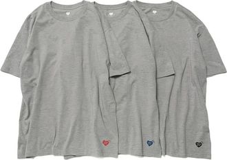 Human Made logo-patch T-shirt (pack of three) - men - Cotton - L - Grey