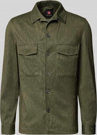 CG - Club of Gents Slim Fit Hemdjacke mit Brusttaschen Modell Constantin in Gruen Melange, Gr&ouml;&szlig;e 46