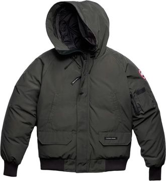 Canada Goose Grijze Bomberjack met Bont Capuchon - Heren - Winterjassen - Grijs - XL - Leer - Jassen