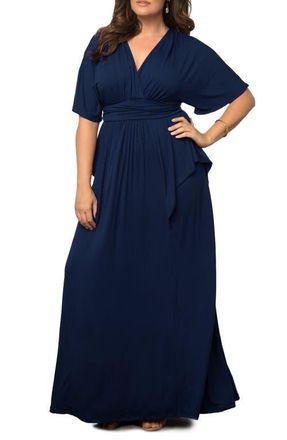 Kiyonna Indie V-Neck Fit & Flare Dress in Nouveau Navy at Nordstrom, Size 0X