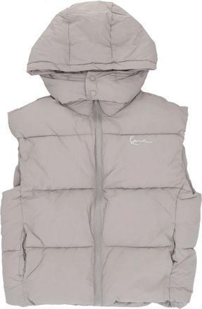Karl Kani Handtekening Puffer Vest met Verstelbare Capuchon - Heren - Bodywarmers - Grijs - L - Polyester - Jassen