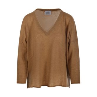 Be You Cashmere Knitwear, female, Brown, XS, V-Neck Jumper