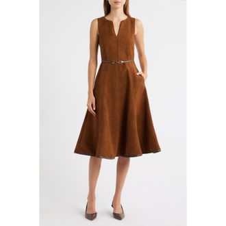En Saison Eloise Faux Suede Midi Dress in Brown at Nordstrom Rack, Size X-Small
