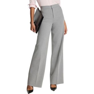 Spanx SPANXsupersmooth Wide Leg Stretch Twill Pants in Heather Grey at Nordstrom, Size 2X