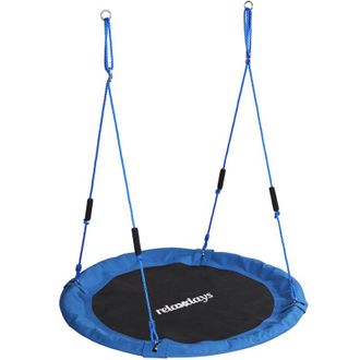 Relaxdays Relaxdays Nest Swing, Round Hanging Swing, Foam Handles, Kids, Adjustable, Outdoor, &Oslash; 120 cm, max. 100 kg, Blue