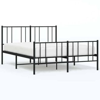 Berkfield Home Metal Bed Frame with Headboard & Footboard Black 140x190 cm