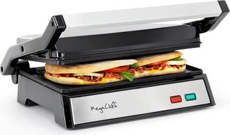 MegaChef Electric Dual Plate Non-Stick Panini Grill Contact Press with Drip Tray in Black at Nordstrom