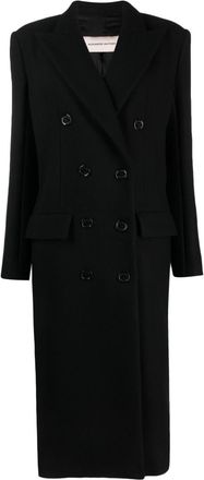 Alexandre Vauthier double-breasted long-length coat - women - Cupro/Polyamide/Wool - 36 - Black