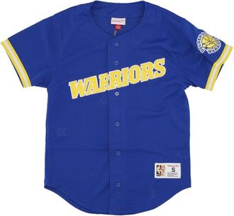 Mitchell & Ness NBA On the Clock Mesh Button Shirt - Heren - Fitness - Blauw - M - Polyester - Fitness