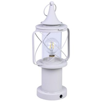 Wanderlust Deco L&aacute;mpara de mesa de metal blanco con luz LED 21x18.5x46.5/52.5h cm