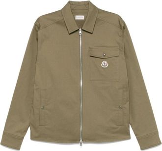 Moncler Khaki Cotton Overshirt with Zip Fastening